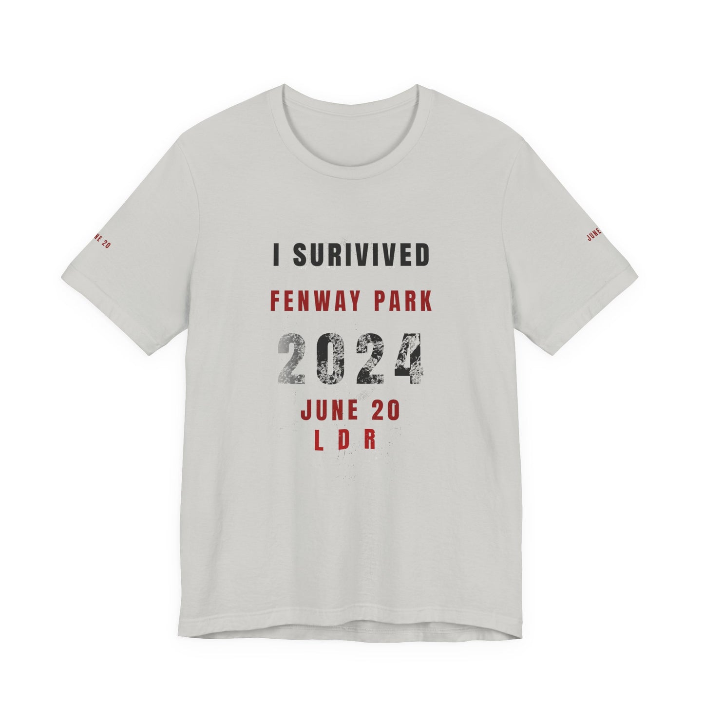Unisex Jersey Short Sleeve Tee, I Survived Fenway Park 2024, Concert Shirt, Sports Event Tee, Casual Wear, Gift for Fans