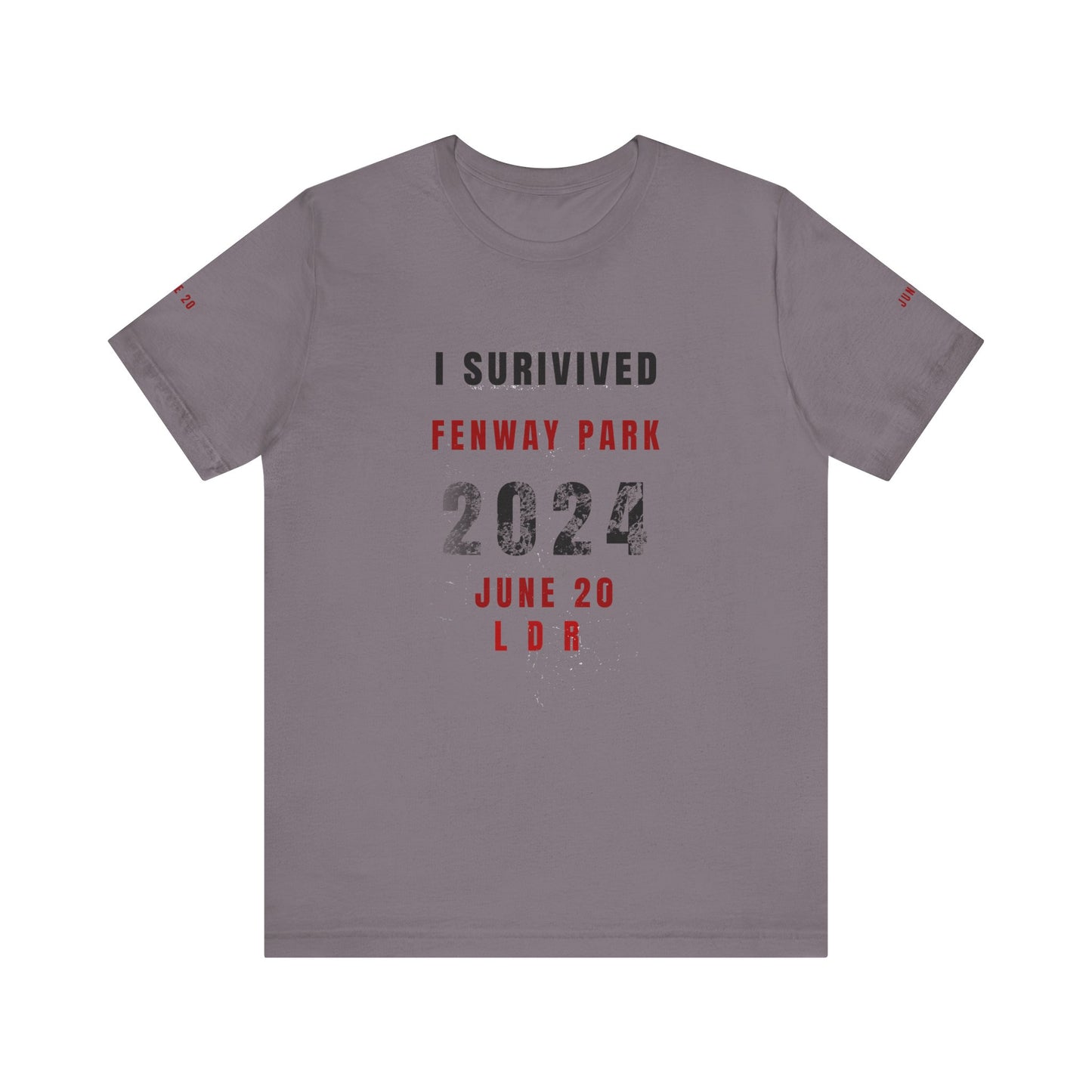 Unisex Jersey Short Sleeve Tee, I Survived Fenway Park 2024, Concert Shirt, Sports Event Tee, Casual Wear, Gift for Fans