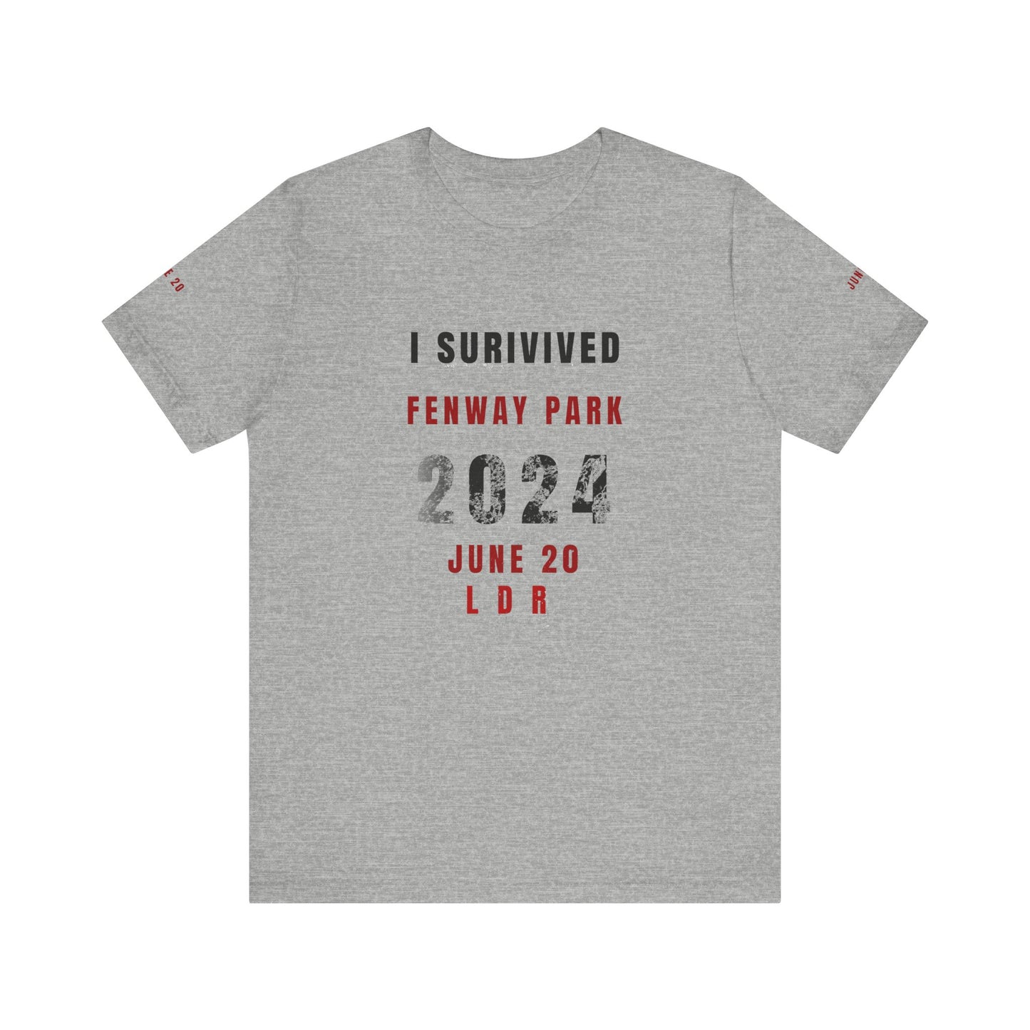 Unisex Jersey Short Sleeve Tee, I Survived Fenway Park 2024, Concert Shirt, Sports Event Tee, Casual Wear, Gift for Fans
