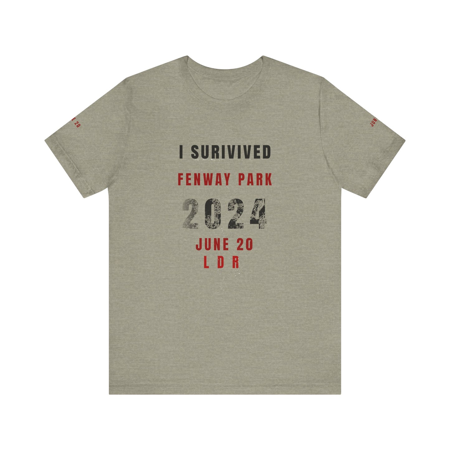 Unisex Jersey Short Sleeve Tee, I Survived Fenway Park 2024, Concert Shirt, Sports Event Tee, Casual Wear, Gift for Fans