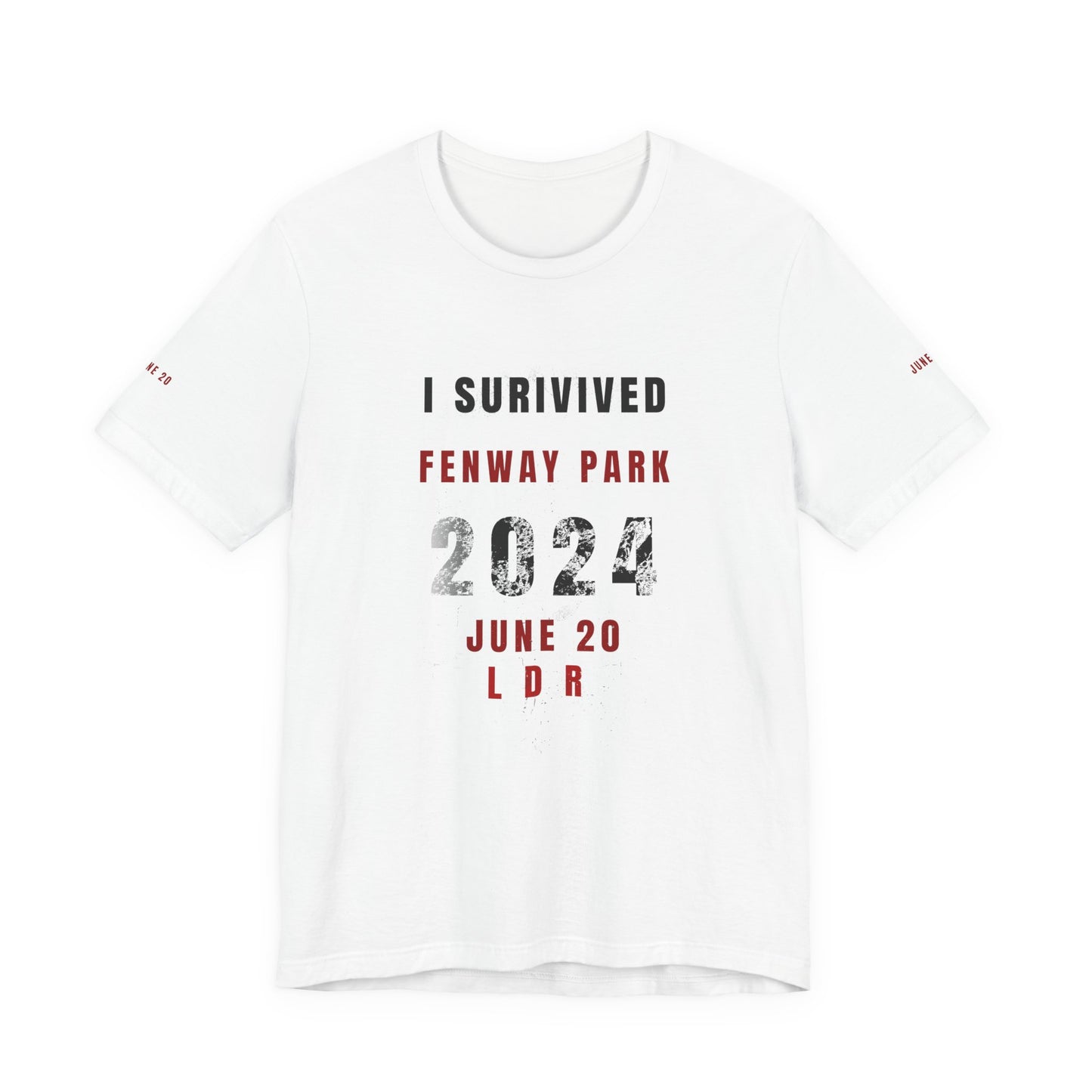 Unisex Jersey Short Sleeve Tee, I Survived Fenway Park 2024, Concert Shirt, Sports Event Tee, Casual Wear, Gift for Fans