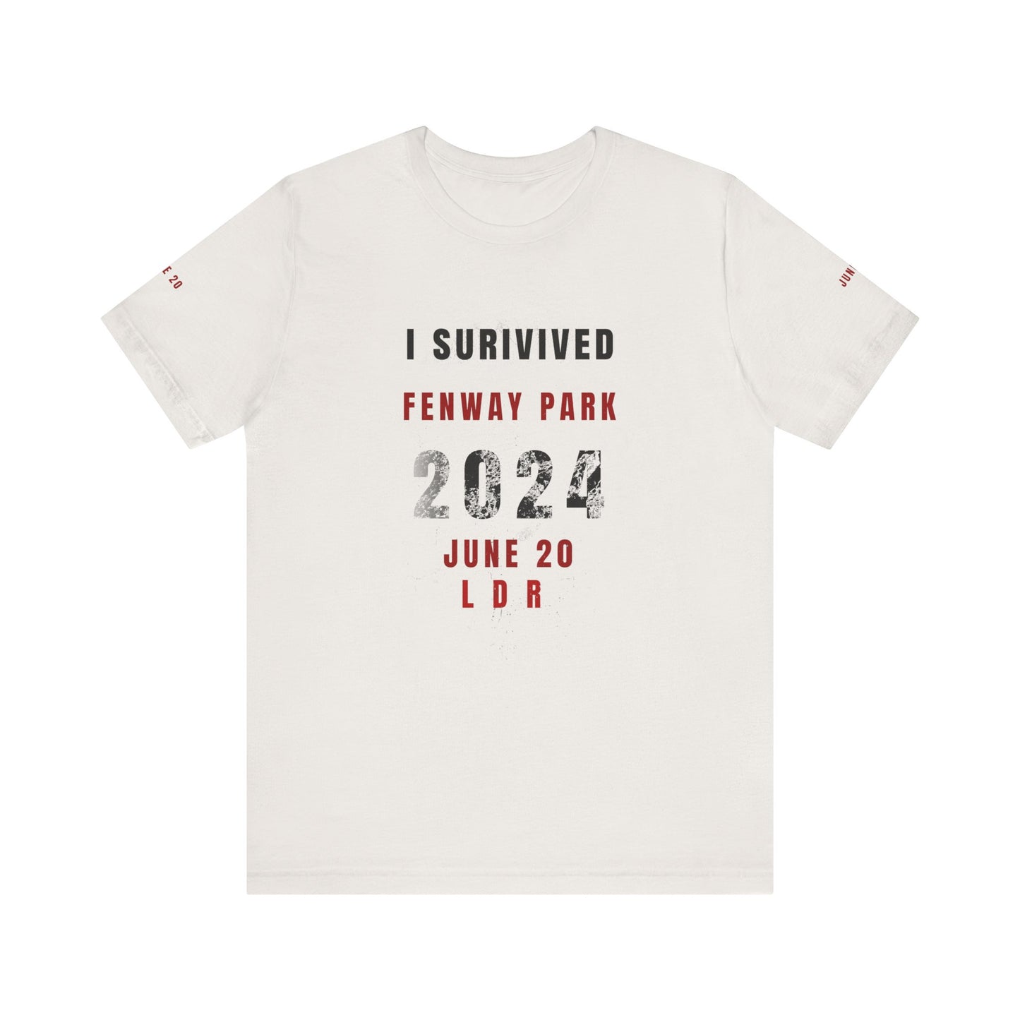 Unisex Jersey Short Sleeve Tee, I Survived Fenway Park 2024, Concert Shirt, Sports Event Tee, Casual Wear, Gift for Fans