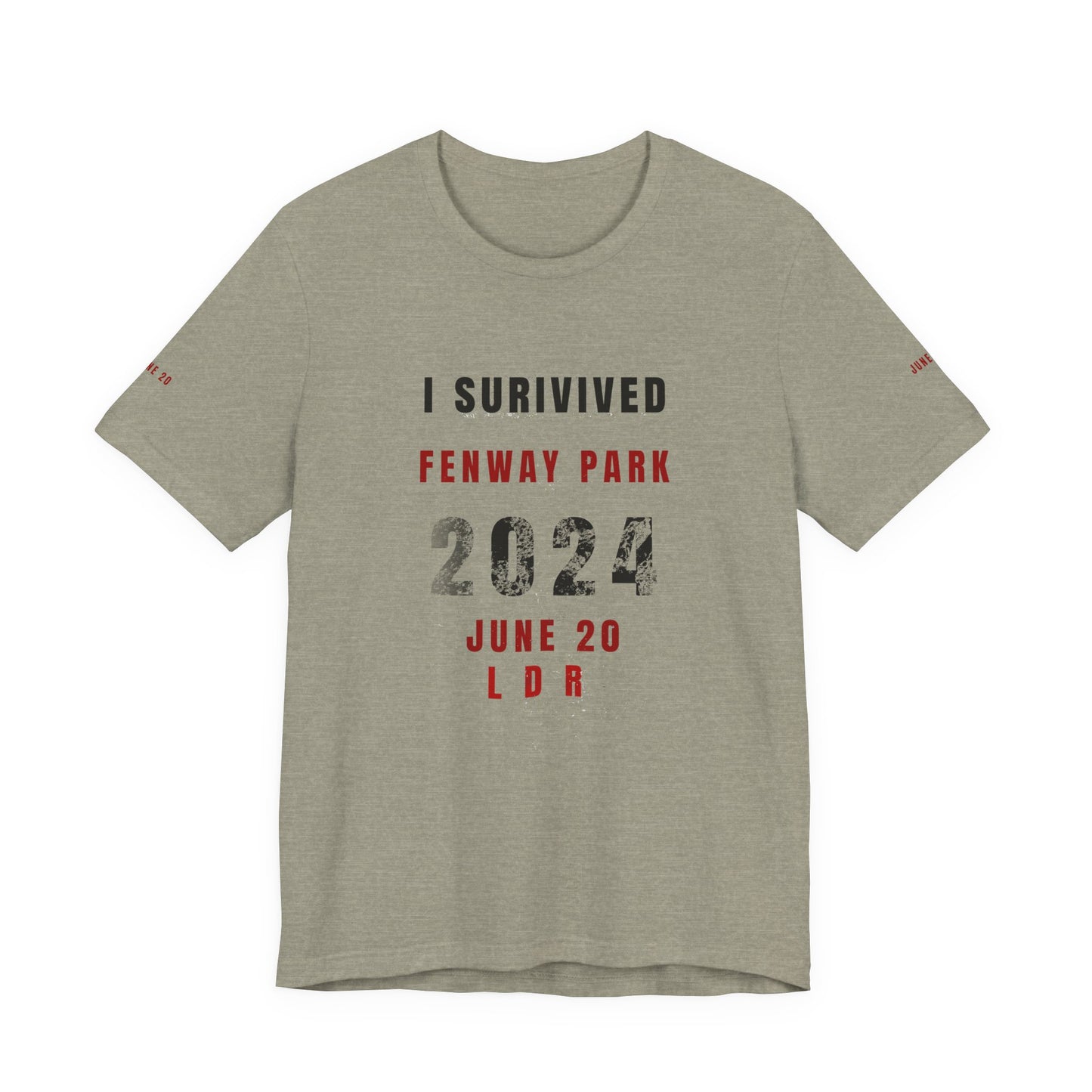 Unisex Jersey Short Sleeve Tee, I Survived Fenway Park 2024, Concert Shirt, Sports Event Tee, Casual Wear, Gift for Fans