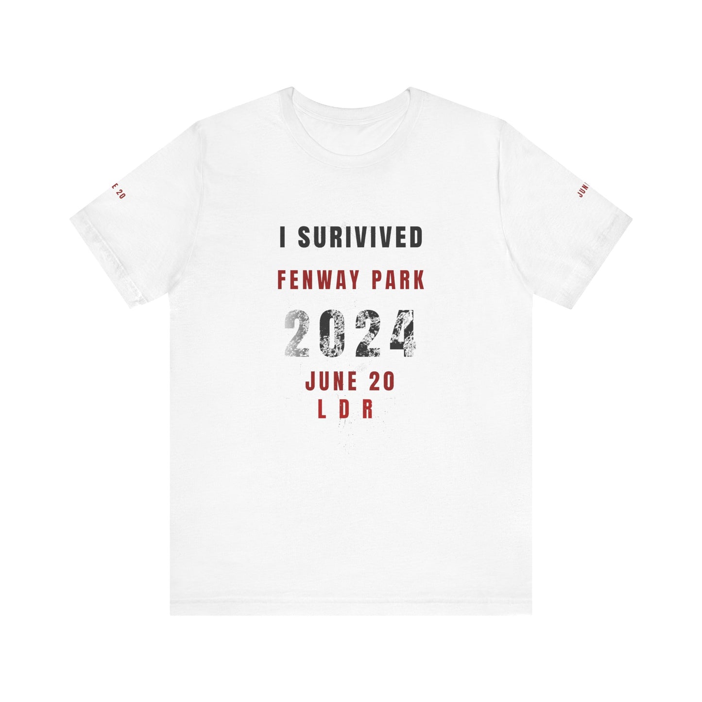 Unisex Jersey Short Sleeve Tee, I Survived Fenway Park 2024, Concert Shirt, Sports Event Tee, Casual Wear, Gift for Fans