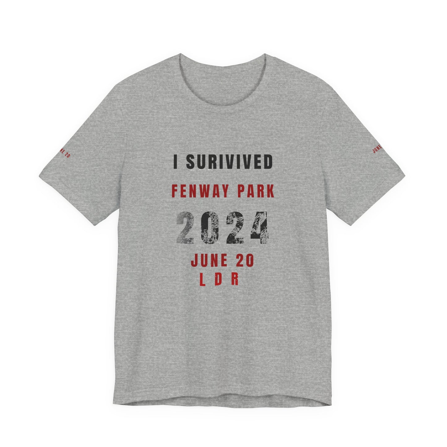 Unisex Jersey Short Sleeve Tee, I Survived Fenway Park 2024, Concert Shirt, Sports Event Tee, Casual Wear, Gift for Fans