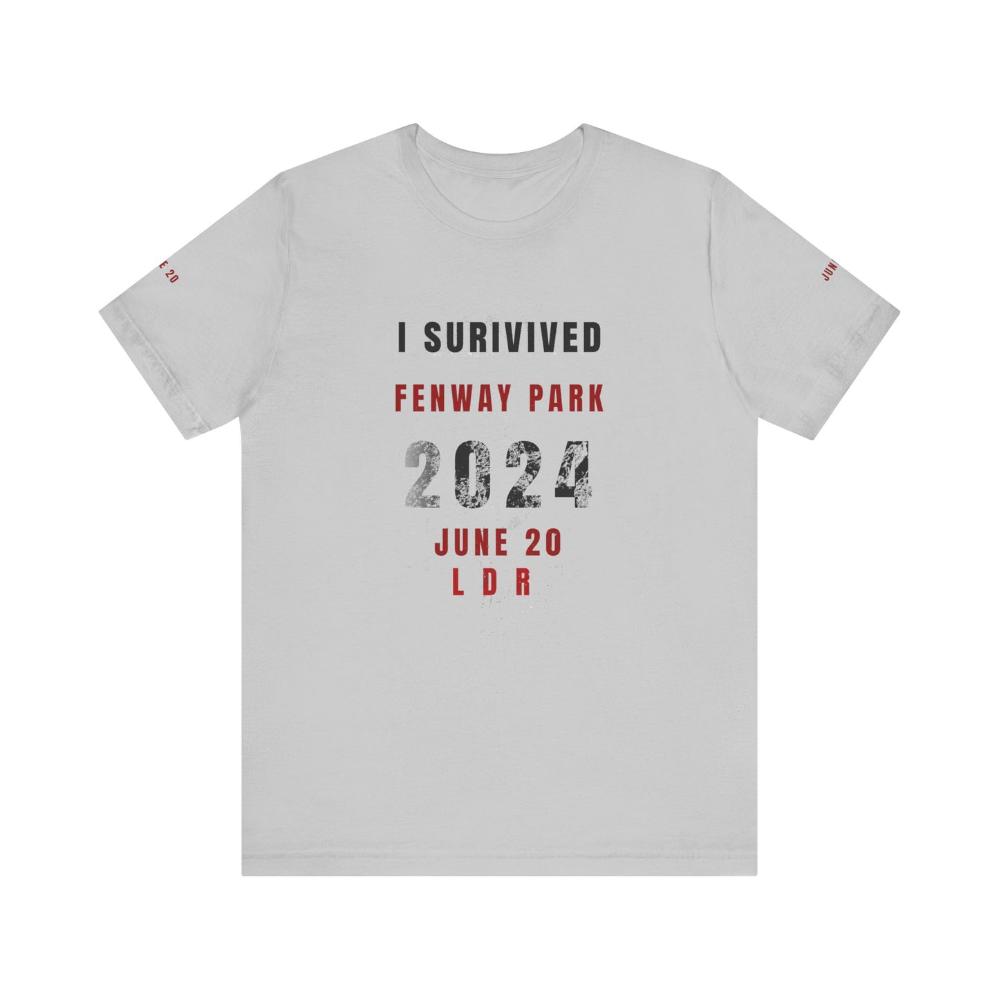 Unisex Jersey Short Sleeve Tee, I Survived Fenway Park 2024, Concert Shirt, Sports Event Tee, Casual Wear, Gift for Fans